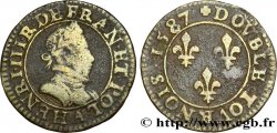 HENRI III Double tournois, 1er type de Paris 1587 Paris, Moulin des Étuves