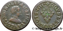 LOUIS XIII Double tournois, type 1 1611 Paris, Moulin du Louvre