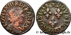 LOUIS XIII LE JUSTE Double tournois, type 12 1638 Tours