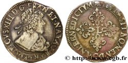 LOUIS XIII  Demi-franc buste lauré au grand col rabattu 1641 Montpellier XF/AU
