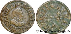 HENRI III Denier tournois, 1er type de Paris n.d. Paris, Moulin des Étuves