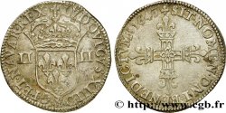 LOUIS XIII  Quart d écu, à la croix fleurdelisée, titulature côté écu 1643 Tours XF/AU