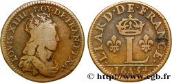 LOUIS XIV LE GRAND OU LE ROI SOLEIL Liard de France à l L couronnée (épreuve) 1654 Paris