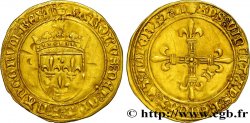 CHARLES VIII Écu d or au soleil, type spécial à la croix cantonnée de lettres n.d. Limoges AU