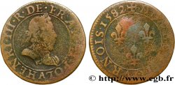HENRI III Double tournois, 1er type de Paris 1582 Paris, Moulin des Étuves