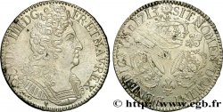 LOUIS XIV  THE SUN KING  Écu aux trois couronnes 1713 Toulouse AU/XF