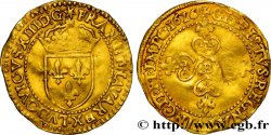 LOUIS XIII  Écu d or au soleil, à la croix anillée fleurdelisée 1616 Rouen VF