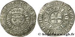CHARLES VI  THE MAD  OR  THE WELL-BELOVED  Gros aux lis sous une couronne ou grosus turonus n.d. Paris AU