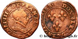 HENRI III Double tournois, type de Saint-Lô 1588 Saint-Lô