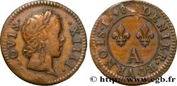 LOUIS XIV THE SUN KING Denier tournois 1648 Paris, Moulin du Louvre