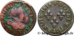 LOUIS XIII LE JUSTE Double tournois, type 1 de Poitiers 1618 Poitiers