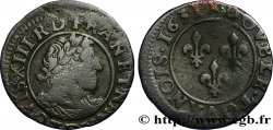 LOUIS XIII Double tournois, type 7 de Lyon, buste viril barbu et drapé 1631 Lyon