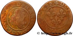 LOUIS XIII LE JUSTE Double tournois, type 8 1632 Lyon