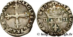 CHARLES X, CARDINAL DE BOURBON Quart d écu, croix de face 1596 Nantes