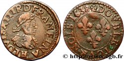 LOUIS XIII LE JUSTE Double tournois, type 7 1638 La Rochelle