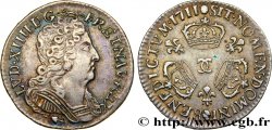 LOUIS XIV  THE SUN KING  Dixième d écu aux trois couronnes 1711 Besançon XF/AU