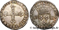 HENRI III Quart d écu, croix de face 1589 Bayonne