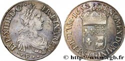 LOUIS XIV  THE SUN KING  Écu de Béarn, portrait à la mèche longue 1652 Pau XF