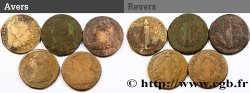 LOUIS XVI (MONARQUE CONSTITUTIONNEL) Lot de cinq pièces de 2 sols dit au faisceau , type FRANÇOIS n.d. s.l.