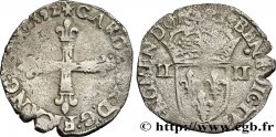 CHARLES X, CARDINAL DE BOURBON Quart d écu, croix de face 1592 Nantes