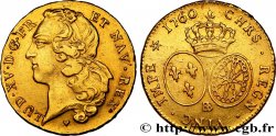 LOUIS XV DIT LE BIEN AIMÉ Double louis d’or aux écus ovales, tête ceinte d’un bandeau 1760 Strasbourg