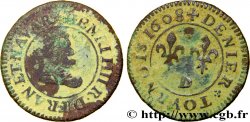 HENRI IV LE GRAND Denier tournois, type A 1608 Lyon