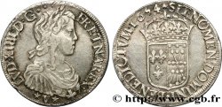 LOUIS XIV LE GRAND OU LE ROI SOLEIL Écu de Navarre, portrait à la mèche longue 1654 Saint-Palais TTB/TTB+