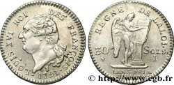 LOUIS XVI (MONARQUE CONSTITUTIONNEL)  30 sols dit  au génie , type FRANÇOIS 1791 Limoges SUP