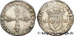CHARLES X, CARDINAL DE BOURBON Quart d écu, croix de face 1590 Paris