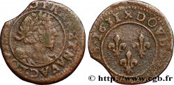 LOUIS XIII LE JUSTE Double tournois, type 7 de Lyon, buste viril barbu et drapé 1631 Lyon