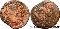 LOUIS XIII LE JUSTE Double tournois, 14e type 1638 La Rochelle