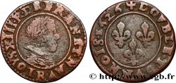 LOUIS XIII LE JUSTE Double tournois, type 8 de Villeneuve 1626 Saint-André de Villeneuve-lès-Avignon