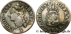 LOUIS XVI Liard dit à l écu 1790 Nantes