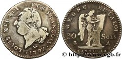LOUIS XVI (MONARQUE CONSTITUTIONNEL) 30 sols dit au génie , type FRANÇOIS 1792 Paris