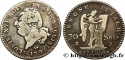 LOUIS XVI 30 sols dit  au génie , type FRANÇOIS 1792 Paris