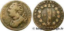 LOUIS XVI (MONARQUE CONSTITUTIONNEL) 12 deniers dit au faisceau , type FRANÇOIS 1791 Paris