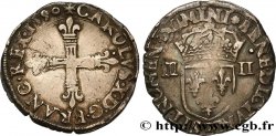 CHARLES X, CARDINAL OF BOURBON Quart d écu, croix de face 1590 Nantes