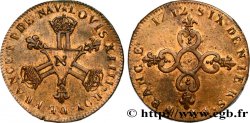 LOUIS XIV  THE SUN KING  Pièce de six deniers, refrappe 1712 Montpellier AU