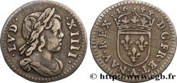 LOUIS XIV  THE SUN KING  Quarante-huitième d’écu à la mèche courte 1644 Paris AU