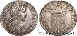 LOUIS XIV LE GRAND OU LE ROI SOLEIL Demi-écu, portrait à la mèche longue 1654 Paris TTB+