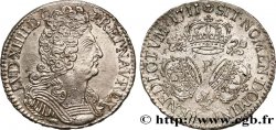 LOUIS XIV LE GRAND OU LE ROI SOLEIL Demi-écu aux trois couronnes 1711 Dijon TTB+