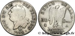 LOUIS XVI (MONARQUE CONSTITUTIONNEL) 30 sols dit au génie , type FRANÇOIS 1792 Paris