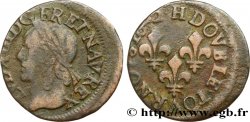 LOUIS XIII LE JUSTE Double tournois, type de Warin 1642 La Rochelle