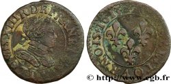 LOUIS XIII LE JUSTE Double tournois, type 3 1613 Lyon