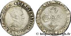 THE LEAGUE. COINAGE IN THE NAME OF HENRY III Demi-franc au col plat 1591 Narbonne