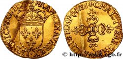 LOUIS XIII LE JUSTE Écu d or au soleil, à la croix anillée fleurdelisée 1636 Rouen