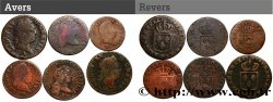 LOUIS XV  THE WELL-BELOVED  Lot de 6 monnaies royales n.d. Ateliers divers