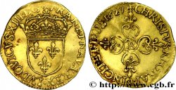 LOUIS XIII LE JUSTE Écu d or au soleil, à la croix anillée fleurdelisée 1627 Rouen