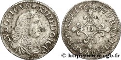 LOUIS XIV THE SUN KING Quatre sols à la croix formée de lis 1677 Vimy-en-Lyonnais (actuellement Neuville-sur-Saône)