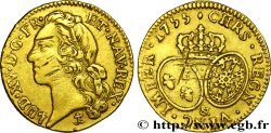 LOUIS XV DIT LE BIEN AIMÉ Louis d’or aux écus ovales, tête ceinte d’un bandeau 1755 Aix-en-Provence